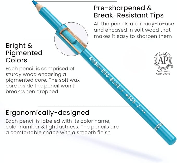 ARTEZA Colored Pencils Set of 72, Soft Wax-Based Colored Pencils for Adults and Artists, 4 mm Break-Resistant Core, Pre-Sharpened Drawing Pencils in Metal Tin for Blending, Shading, Sketching