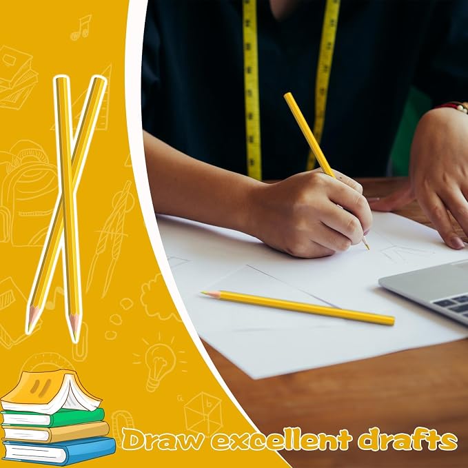 12 Pack Yellow Colored Pencils for Kids, Pre-sharpened Art Pencils Back to School Supplies Set, Drawing Sketching Pencils for Students, Teachers, Classroom