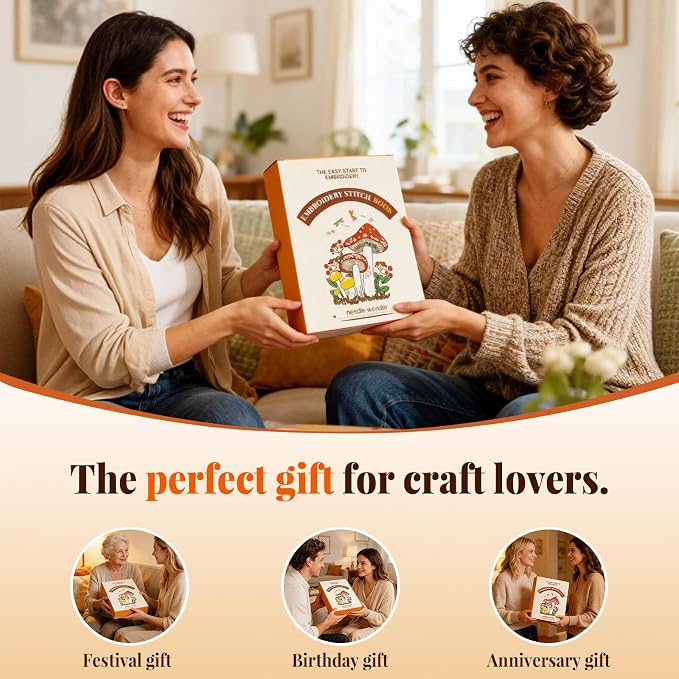 CYANFOUR 2026 New Embroidery Stitch Book Kit for Adults Beginners | Step-by-Step Guide and Video, Includes Multiple Accessories, Gift for Craft Lovers