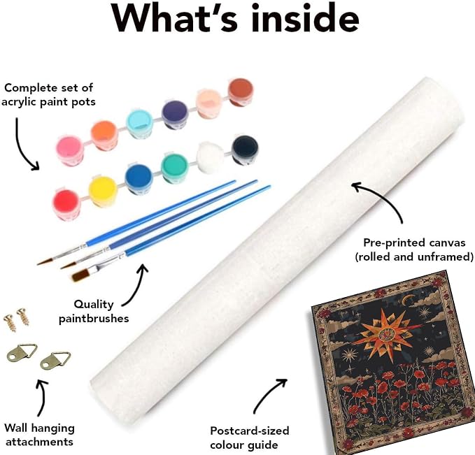 3 pack Sun Moon Stars Paint by Numbers Kit for Adults Beginner 16x12 Inch | Celestial body Easy Adult Paint by Number Kits on Canvas DIY Painting for Beginners Art by Numbers for Home Wall Decor