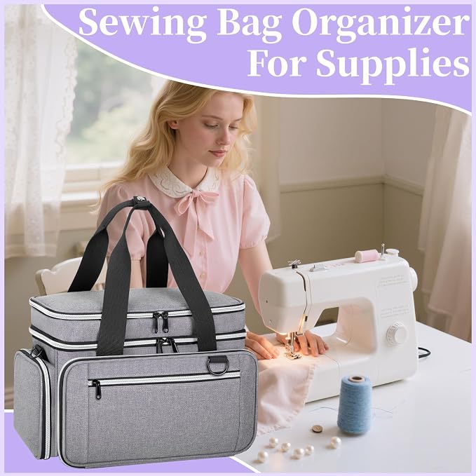 Anitor Sewing Supplies Organizer, Double Layer Sewing Storage Organizer