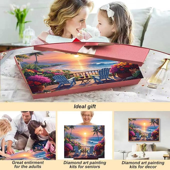 askkqtx Beach Paint by Numbers Kit for Adults Unframed 16x20 Inch