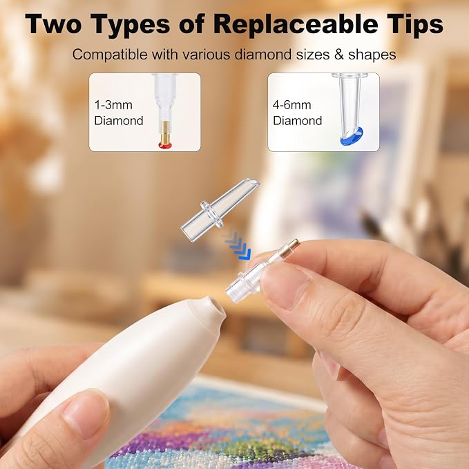Diamond Painting Pen Kit with 4 Replaceable Tips, Resin Diamond Art Pen