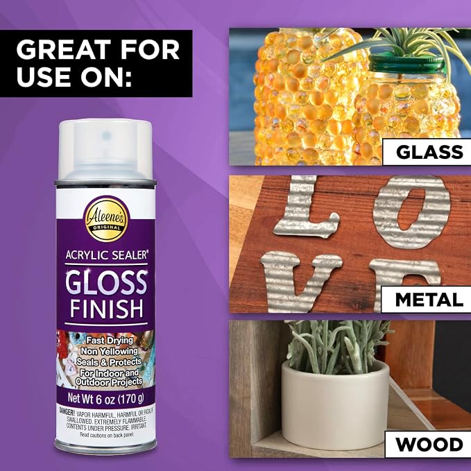 Aleene's 26412 Spray Gloss Finish, 6 Oz Acrylic Sealer, Original Version, Clear - Gloss