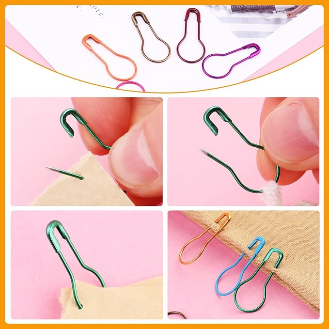Crochet Markers, 300pcs Metal Stitch Markers for Knitting & Crocheting, Safety Pins for Fabric & Paper