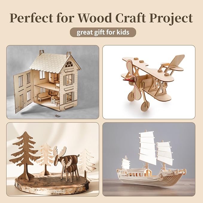 Balsa Wood, Plywood Sheet, Unfinished Basswood Blanks, 12×12×1/8 in, 5 Pcs | for Laser Cutting, Engraving, Burning, Crafts, Paint; Smooth and Polished, No Burrs, Wood Craft Supplies