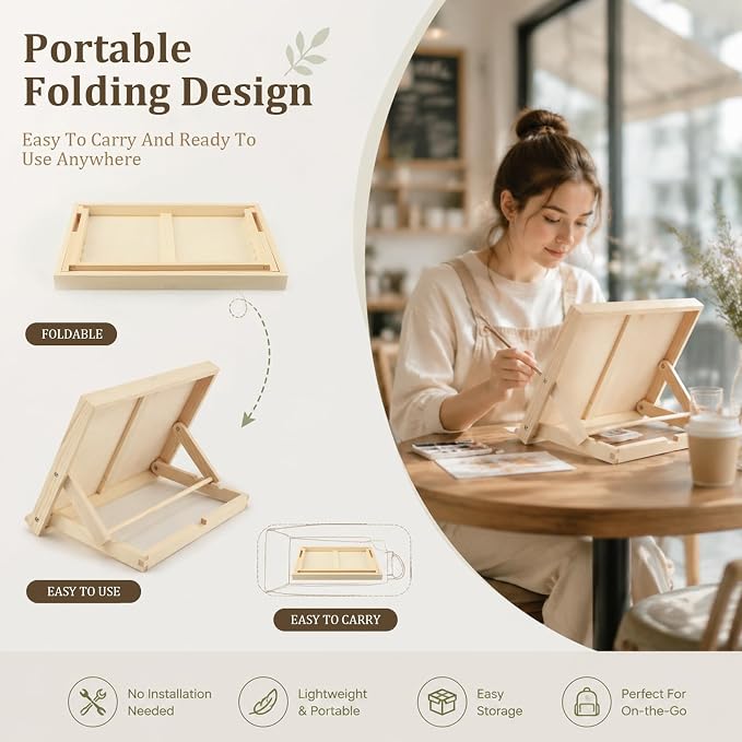 Adjustable Tabletop Easels with Paint Palette, Table Easel for Holding Drawing Paper Canvas Board, Portable Painting Sketching Desktop Easel
