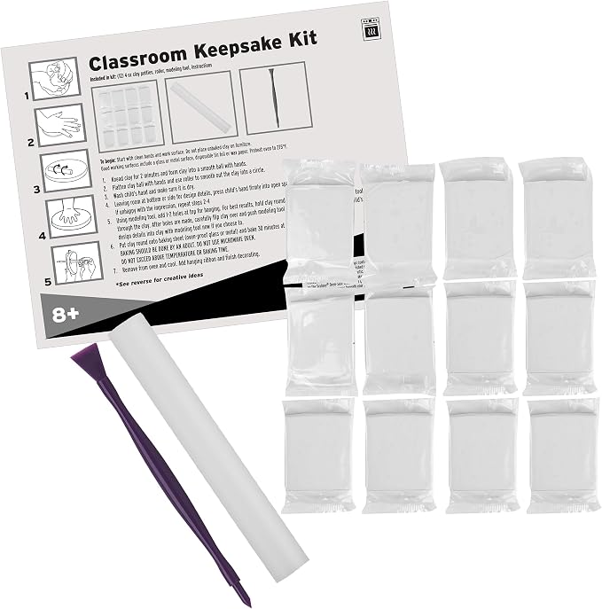 Sculpey Keepsake Polymer Oven-Bake Clay DIY Personalized Handprint Classroom Kit, Comes with Polymer Oven Bake Clay and Tools, Non-Toxic