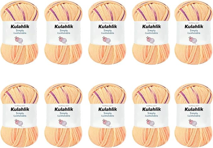 500g(10x50g) Acrylic Yarn for Crocheting and Knitting, Colorful Gradient Yarn Thread, 10 Rolls Skeins, Multicolor Hilo Acrílico, Perfect for DIY Crafts Project