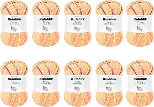 500g(10x50g) Acrylic Yarn for Crocheting and Knitting, Colorful Gradient Yarn Thread, 10 Rolls Skeins, Multicolor Hilo Acrílico, Perfect for DIY Crafts Project