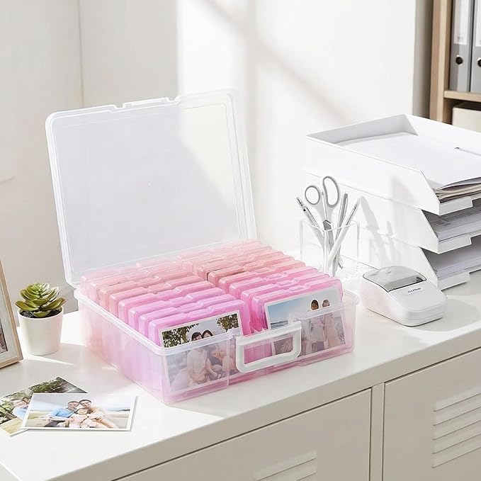 novelinks Photo Storage Boxes with Handle, Photo Organizers and Storage | 1Pack Color, Photo Albums 4x6 Pictures, Photo Cases, Classroom Organization, Index Card Box, Photo Card Holder, Seed Storage