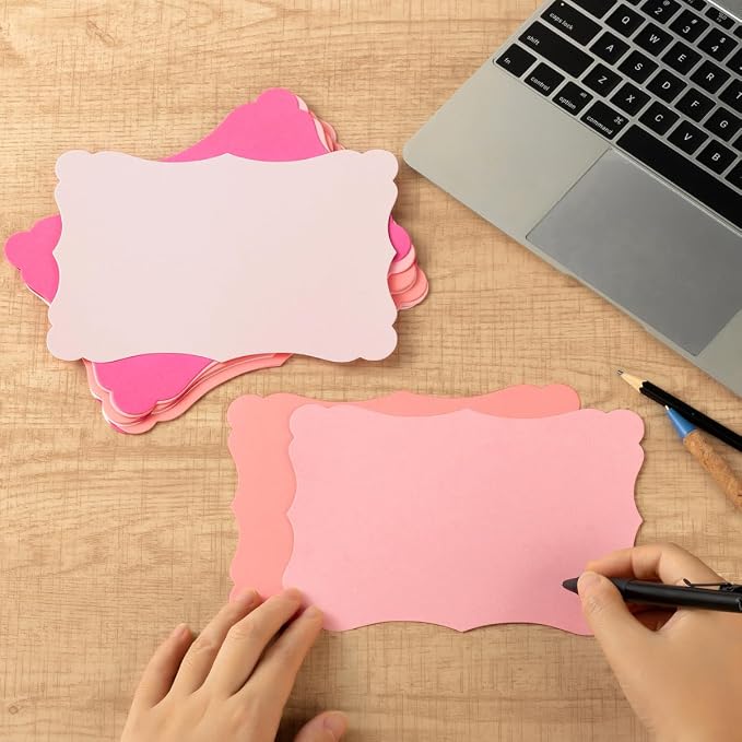 50 Pack Blank Kraft Greeting Cards, Pink, 5 Colors, 5x7IN
