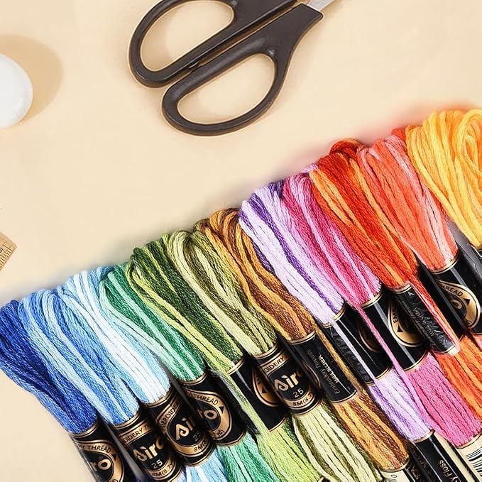 12 Skeins 6 Strands Rainbow Embroidery Thread Floss for Craft DIY