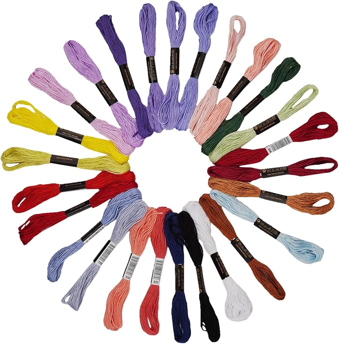 Friendship Bracelet String 24 Rainbow Color Skeins, Embroidery Floss Cross Stitch Embroidery Thread Floss Bracelet Making Yarn, Craft Floss