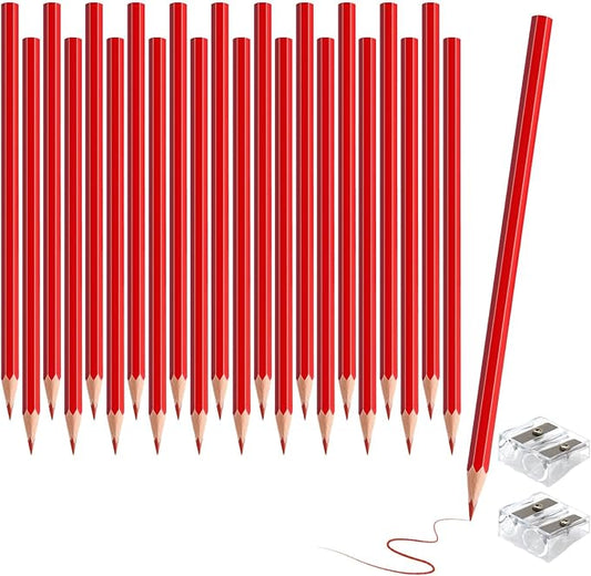 24 Pack Red Colored Pencils for Kids, Pre-sharpened Art Pencils Back to School Supplies Set, Drawing Sketching Pencils for Students, Teachers, Classroom