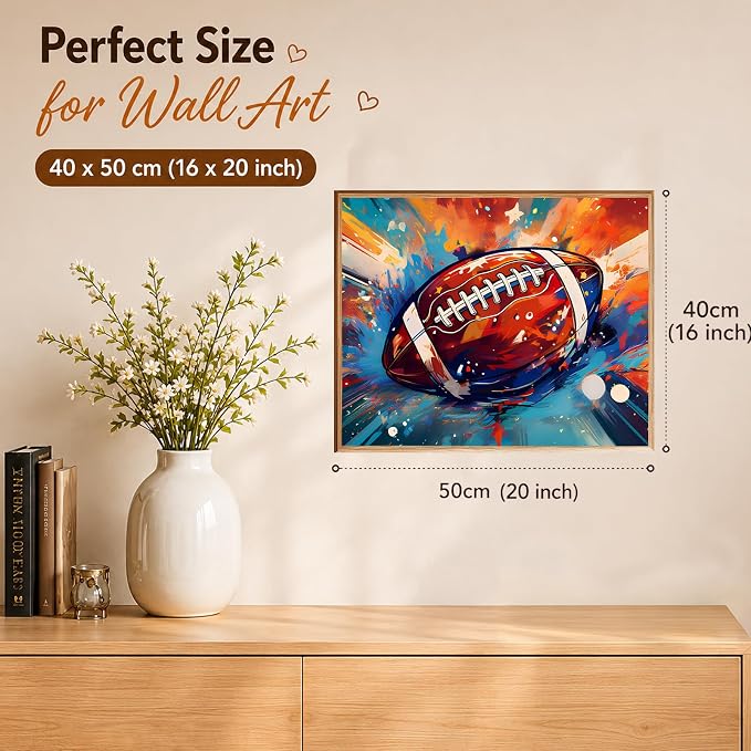 AUKELHJ Paint by Numbers Kit for Adults Beginner, Football, 16X20 Inch | Paint by Number for Adults, Beginner Friendly, High-Definition Color Canvas, Stress Relief, Home Decor, Gifts, Unframed