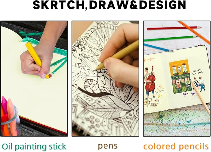 5" x 5" Hardcover Sketch Book,58 Sheets Small Mixed Media Pocket Sketch Pad