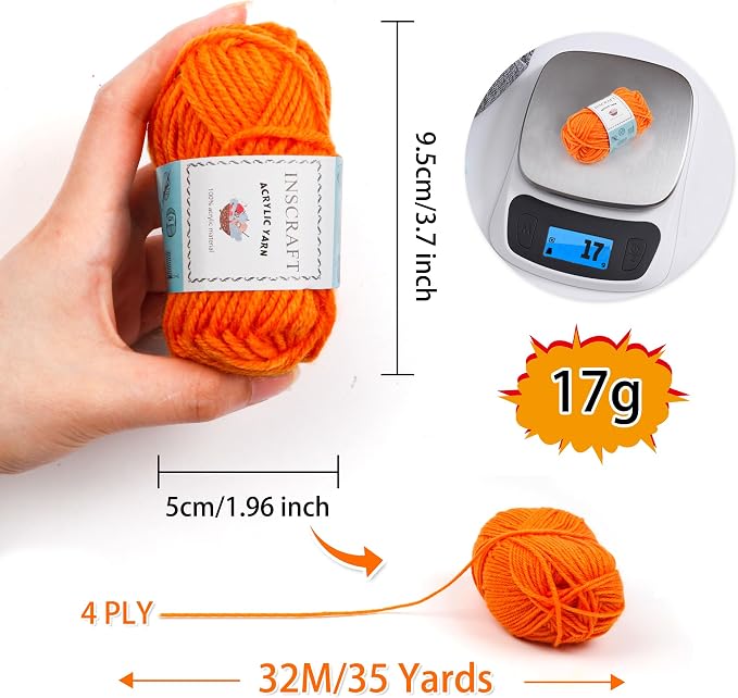 INSCRAFT 62 Acrylic Yarn Skeins, 2170 Yards Yarn for Knitting, 2 Crochet Hooks, 2 Weaving Needles,10 Stitch Markers, 1 Purple Bag, Perfect Crochet Beginner Kit for for Adults