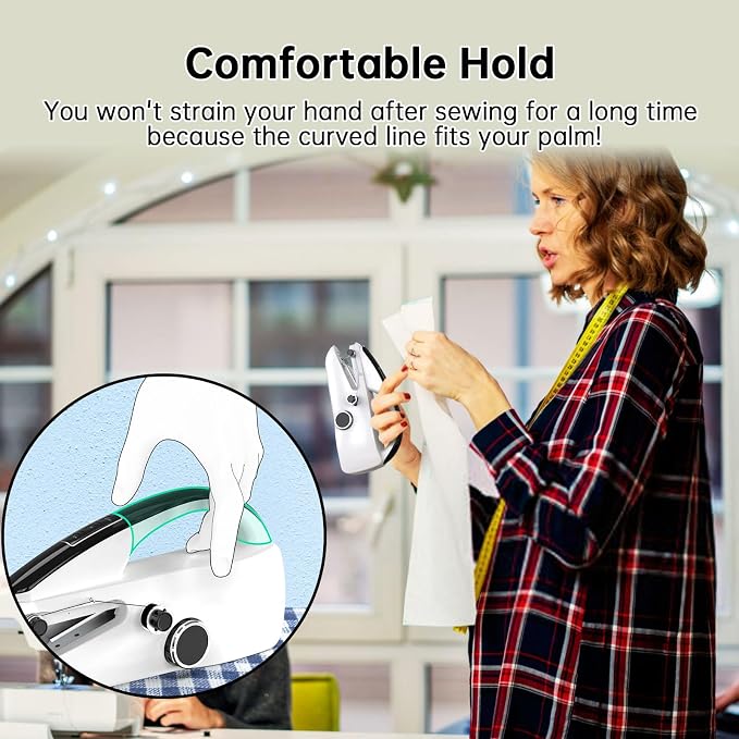 Portable Handheld Sewing Machine, Compact Mini Stitcher with 20 Thread Spools, Needles & Accessories, Easy Sewing Kit for Fabric Repair, DIY Clothes, Home Craft & Travel for Beginners and Adults