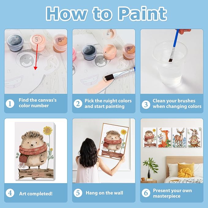 Animal Paint by Number for Adults, Paint by Numbers Kit for Adults 8x12 in