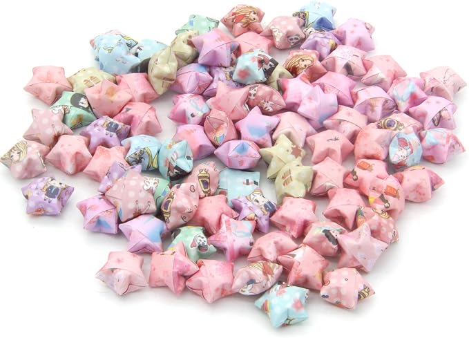 Origami Star Paper Strips, Cute Cartoon Design for DIY Crafts