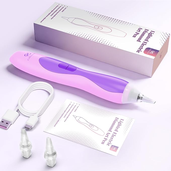 Electric Diamond Art Pen with Light, Diamond Art Tools for Adults, Purple