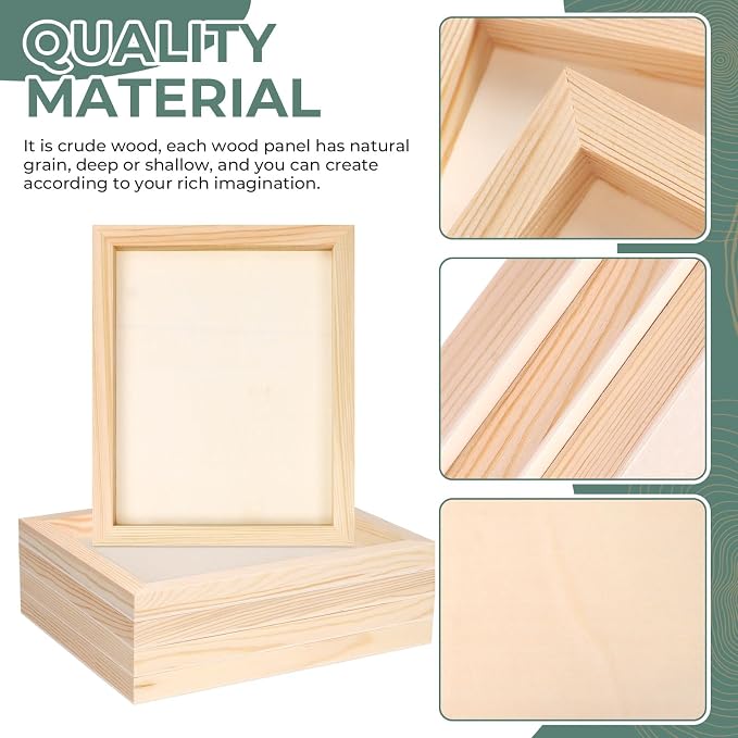 FSWCCK 5 Pack 8 x 10 inch Wood Panel Boards, Unfinished Wood Canvas Panels for Crafts, Painting Canvas, DIY Art Projects, Pouring, Arts Use with Oils, Acrylics