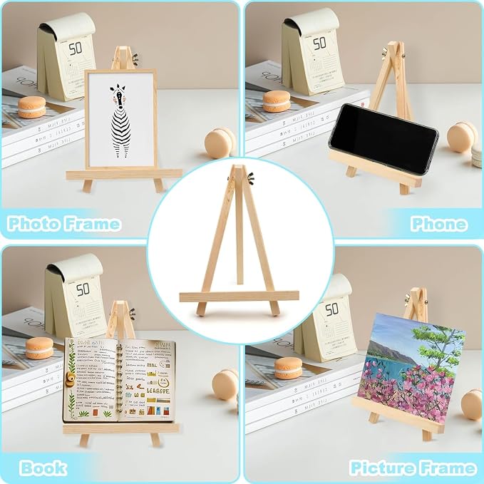 12PCS 9 Inches Tabletop Easels,Wood Easels, Easel Stand for Painting Canvases, Art, and Crafts, Tripod, Painting Party Easel, Tabletop Easels for Painting, Portable Canvas Photo Picture Sign Holder