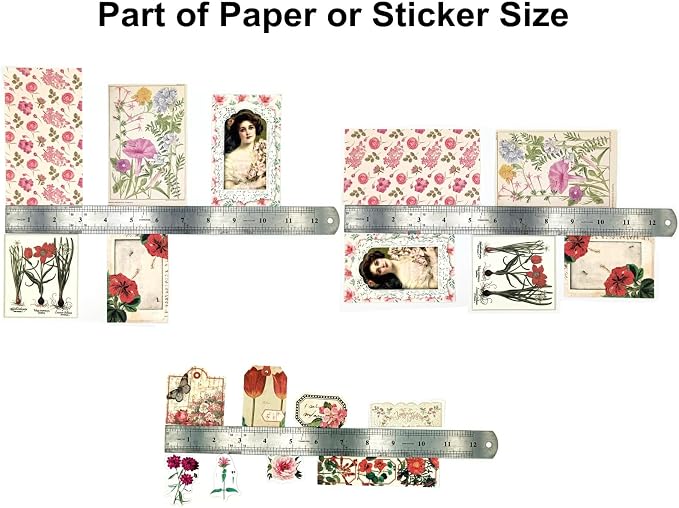 Esweny 200PCS Vintage Scrapbooking Supplies Pack, Aesthetic Scrapbook Sticker Paper Art Journaling Kit for Junk Journals,Planner,Cottagecore Decor Gifts (Pink Series)