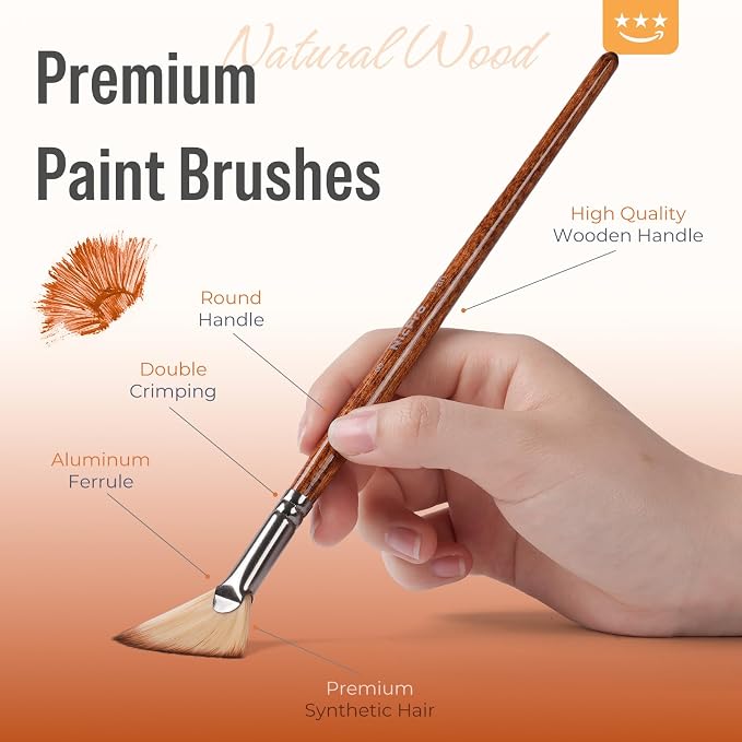 Nicpro 30 PCS Paint Brush Set, Professional Acrylic & Oil Paint Brushes | No Shedding Synthetic Bristles, Works for Acrylic, Oil, Watercolor, Gouache, Includes Self-Standing Case & Palette Knife