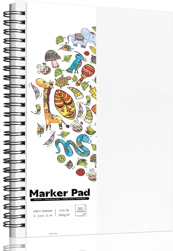 5.5 × 8.5 Inch Marker Paper Pad, 30 Sheets, 200gsm, Double-Sided