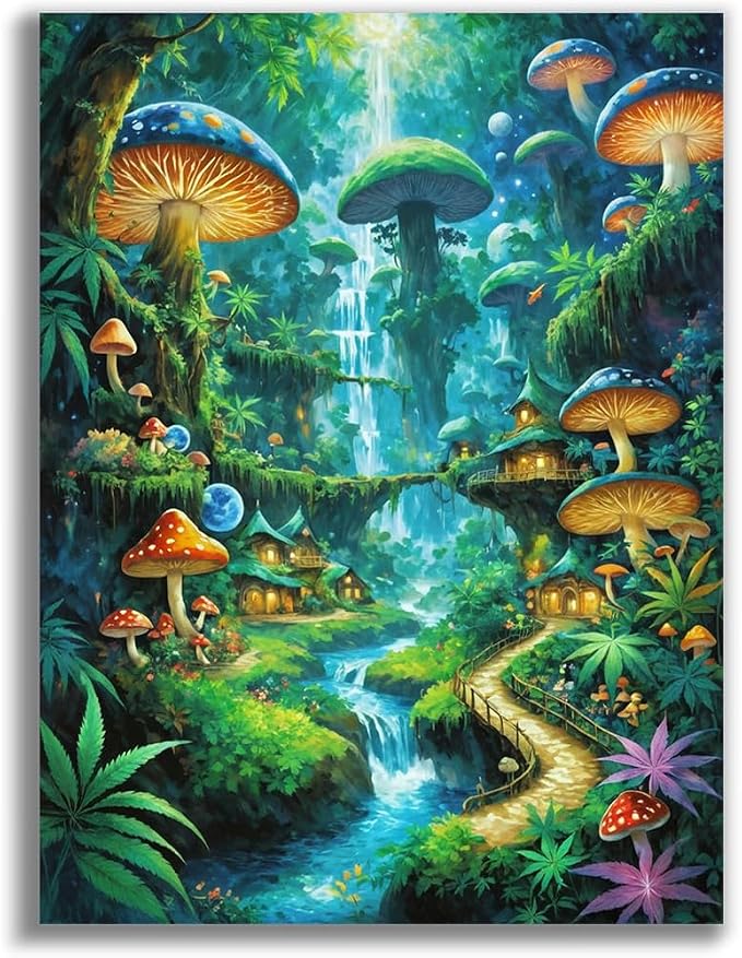 Diamond Art Kits for Adults,Magic Mushroom Diamond Painting Kits 12X16In