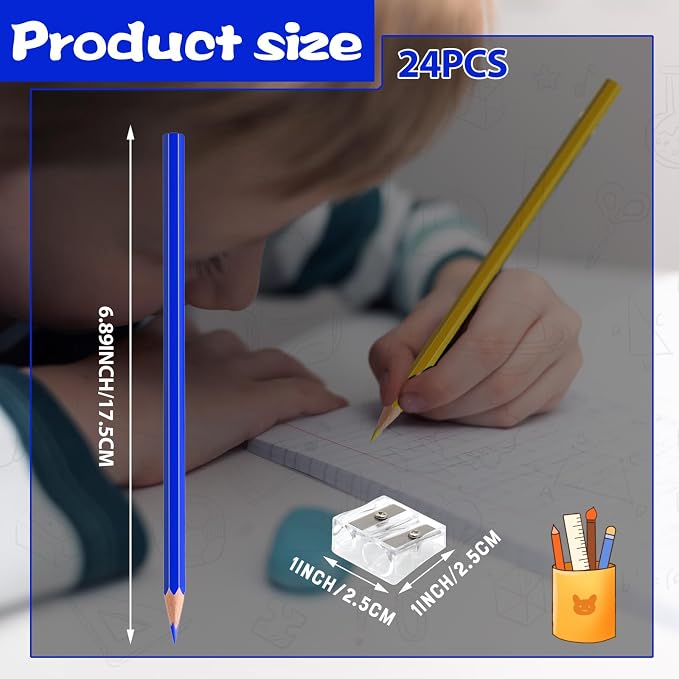 24 PCS Yellow Blue Colored Pencils， Pre-sharpened Professional Wooden Art Pencils Set for Artists Painting | Premium Drawing Sketching Supplies (Yellow Blue)