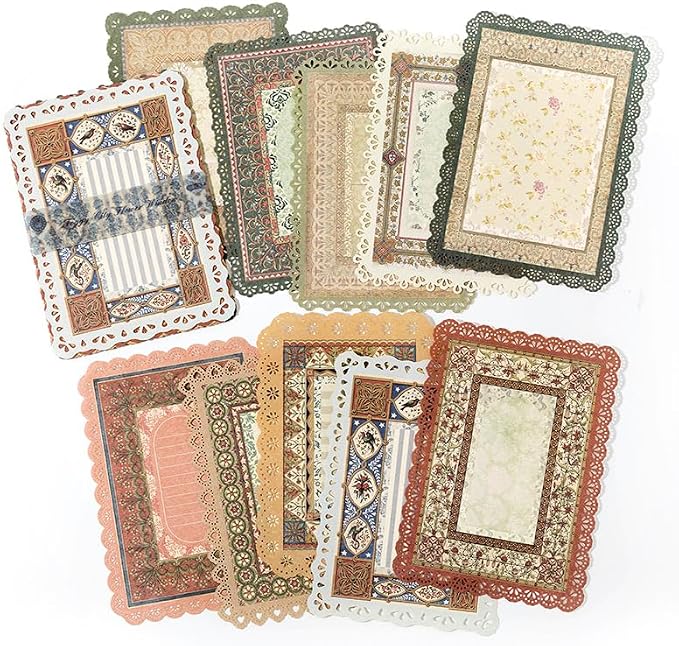 Vintage Lace Edge Scrapbook Paper, 30 Sheets, 3 Pack | 4.9 x 6.9 in Decorative Background Paper | Vintage Ephemera | Junk Journal Supplies | Collage & Paper Crafts