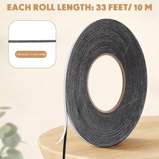 Tatuo 2 Rolls Double Sided Foam Tape for Mounting,1/8 Inch by 33 Feet,Black