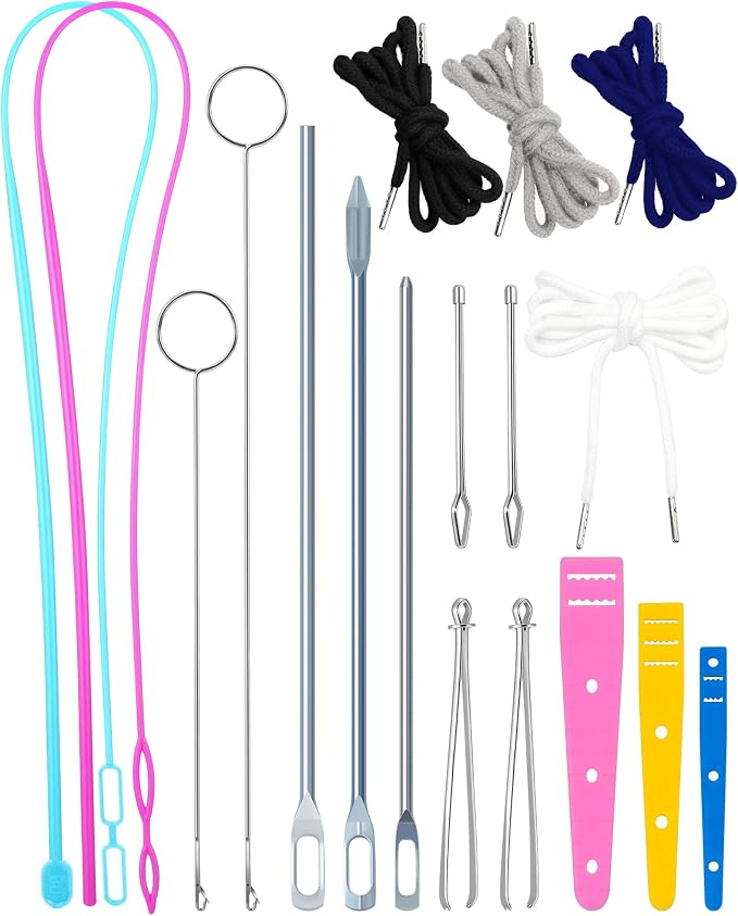 FIVEIZERO Drawstring Threader Tools & Draw Cords for Drawstring Replacement | Loop Turner Sewing Tool;4pcs Drawstring Cord;Drawstring Threader for Hoodie,Jacket and Pants Threading;Bodkin Sewing Tools