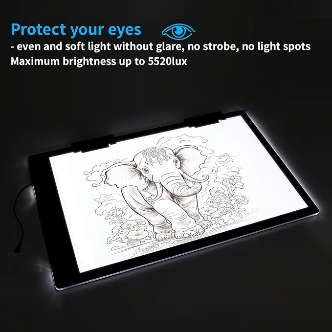 YINGWOND Rechargeable A2 Light Pad, Wireless Battery Powered Artist Tracing Light Box, 3 Colors/6-Level/Stepless Adjusted Brightness Large Light Board for Diamond Painting, Cricut Weeding Vinyl, Art