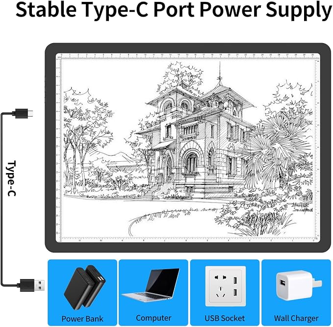 TOHETO A4 Light Board for Diamond Painting, Super Bright Magnetic Light Pad with Side Buttons, Lightbox for Tracing and Drawing, Corded Light Table for Sketching, Animation, Weeding Vinyl (Black)