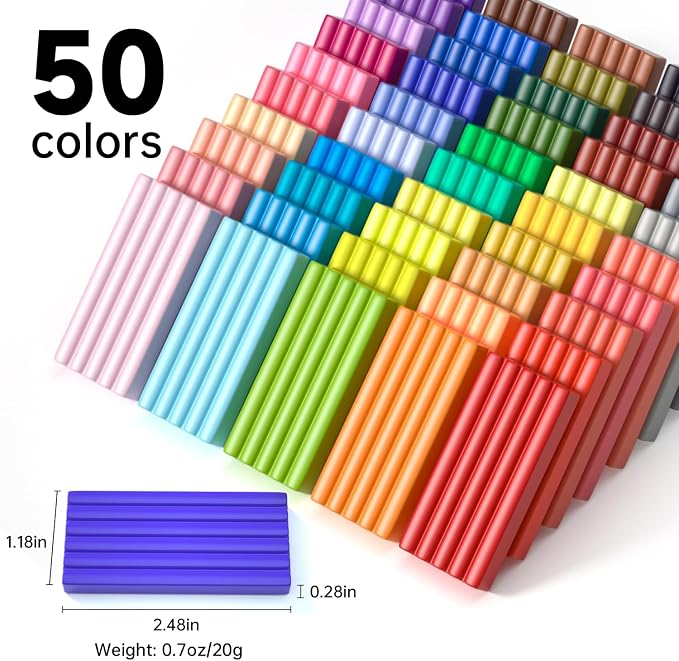 Shuttle Art Polymer Clay Kit, 50 Colors Oven Bake Clay for Kids with 19 Carving Tools and 10 Accessories, Non-Sticky, Non-Toxic, Ideal Gift for Kids