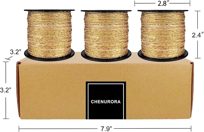 Artisanal Yarn Collection Multifiber Fancy Yarn with Mini Golden Sequins for Knitting Crocheting Crafts DIY, Set of 3 Rolls (Gold with Mini Sequins)
