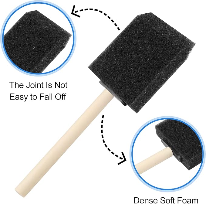 20 Pcs Foam Paint Brushes, 2 Inch Wood Handle Sponge Brushes for Painting, Foam Brushes for Staining, Varnishes, and DIY Craft Projects
