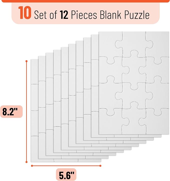 Mr. Pen- Blank Puzzle, 40 Pack, 12 Pieces/Pack, 5.5" x 8.1"