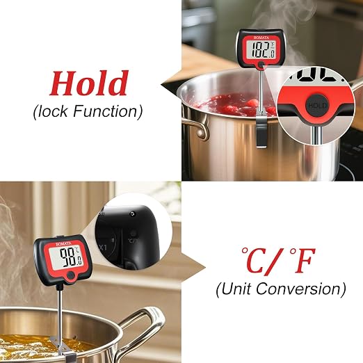 BOMATA Digital Candy Thermometer with Pot Clip, Deep Fry Oil Thermometer