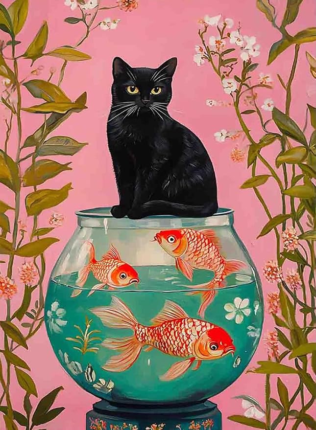 DAZZLEDOTS Black Cat Diamond Art Kit for Adults, 5D Diamond Painting