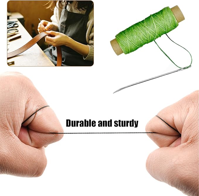 4 PCS Leather Sewing Waxed Thread, Each of 33 Yards 150D Sewing Thread Cord for Leather Craft DIY Supplies, Shoes Repairing, Light Green, Dark Green, Grass Green, Bright Green