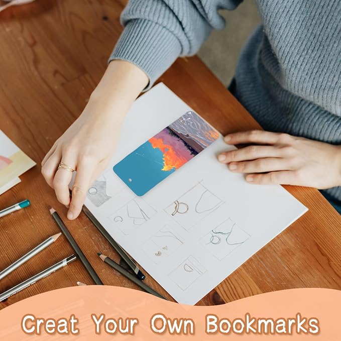 100 Sets Blank Bookmarks with Tassels 350 GSM Paper Bookmark DIY Bookmarks | DSYIL White Cardstock Bookmarks Blank Bookmark to Decorate for Classroom Projects, Home Crafts and Making Gifts, 5.5 x 2 Inch