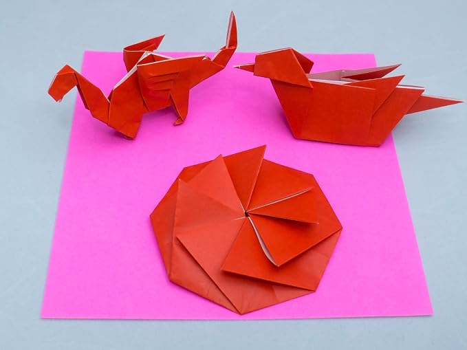 [Taro's Origami Studio] Standard 6 Inch One Sided 23 Colors 500 Sheets Square Easy Fold Premium Japanese Paper for Beginner (Gold and Silver Included)