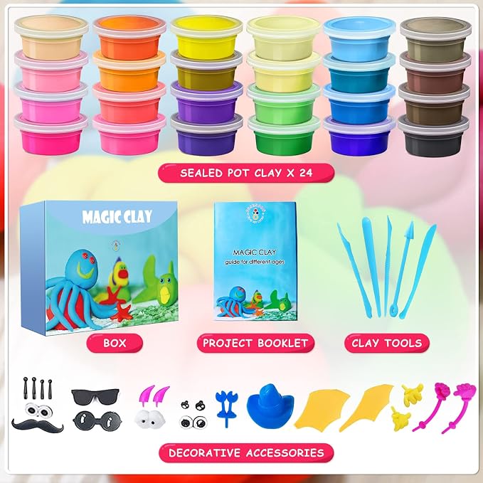 Modeling Clay Kit, 24 Colors Air Dry Clay