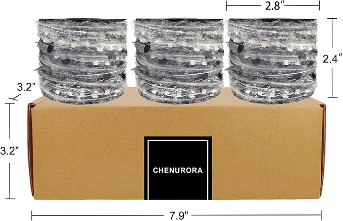 Artisanal Yarn Collection Multifiber Fancy Yarn with Sequins & Iridescent Shimmering Threads for Knitting Crocheting Crafts DIY, Set of 3 Rolls (Gray)