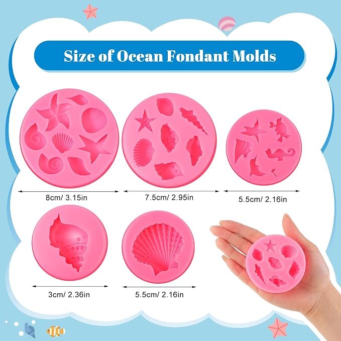 Pimoys 5 Pcs Ocean Silicone Mold Seashell Candle Molds
